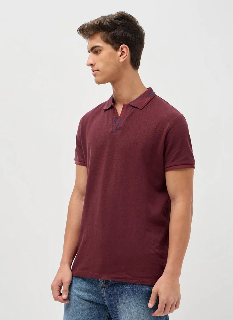 Urbano Fashion  Urbano Fashion Men's Maroon Solid Regular Fit Half Sleeve Cotton Polo T-Shirt for Men | Best Price UAE